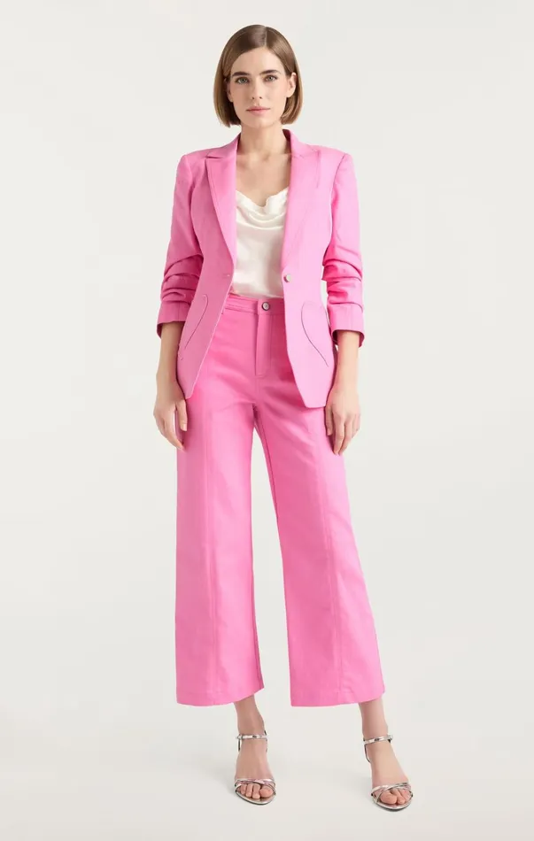 Women Pants Cinq Sept Heart Embroidery Cropped Verona Pant Flamingo