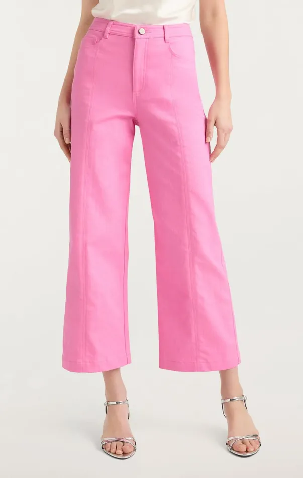 Women Pants Cinq Sept Heart Embroidery Cropped Verona Pant Flamingo