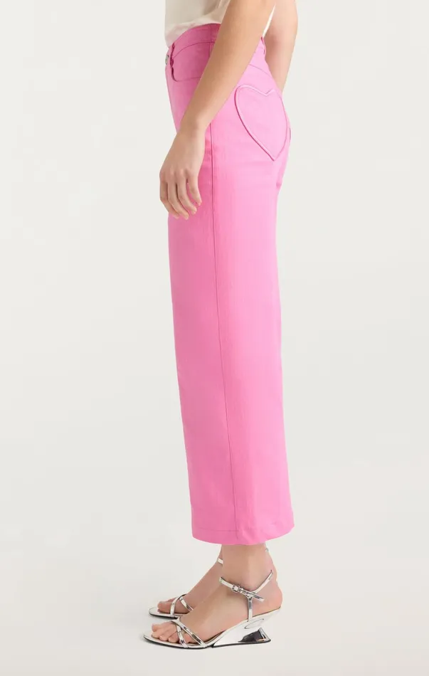 Women Pants Cinq Sept Heart Embroidery Cropped Verona Pant Flamingo