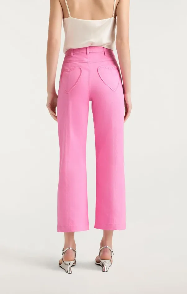 Women Pants Cinq Sept Heart Embroidery Cropped Verona Pant Flamingo