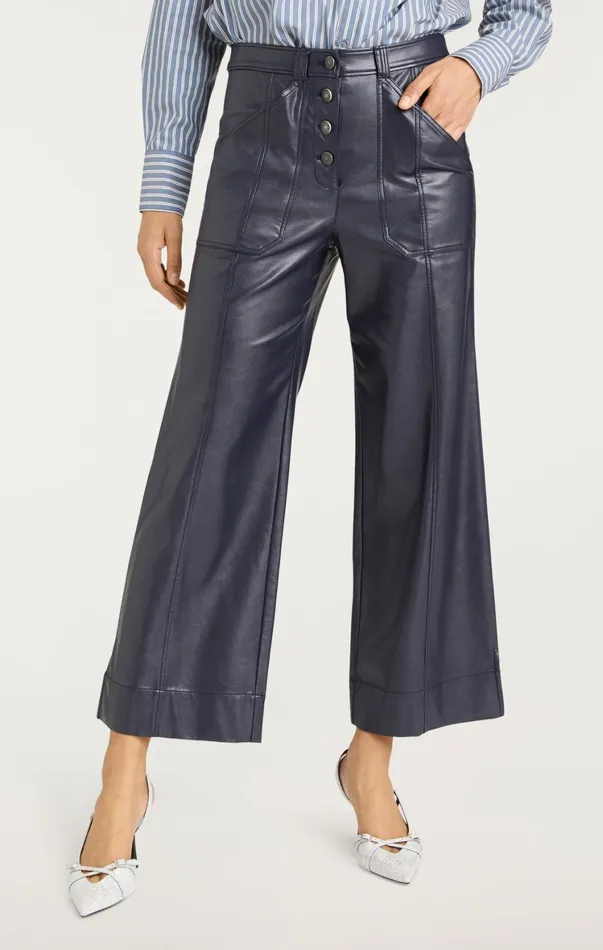 Women Pants Cinq Sept Vegan Leather Benji Pant Navy