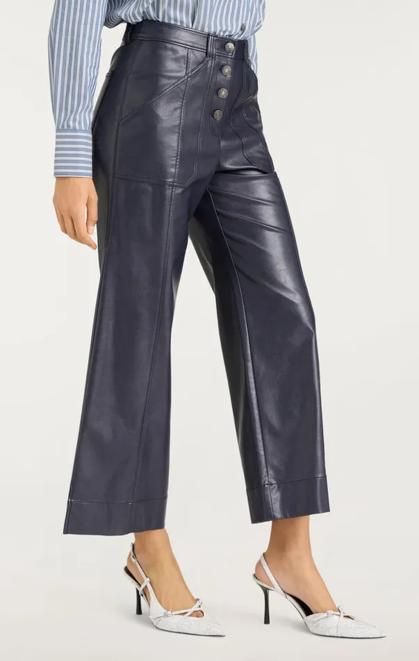 Women Pants Cinq Sept Vegan Leather Benji Pant Navy