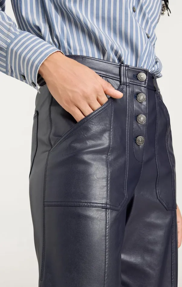 Women Pants Cinq Sept Vegan Leather Benji Pant Navy