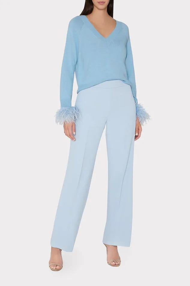 Women Pants Milly Natia Crepe Pants Ice Blue