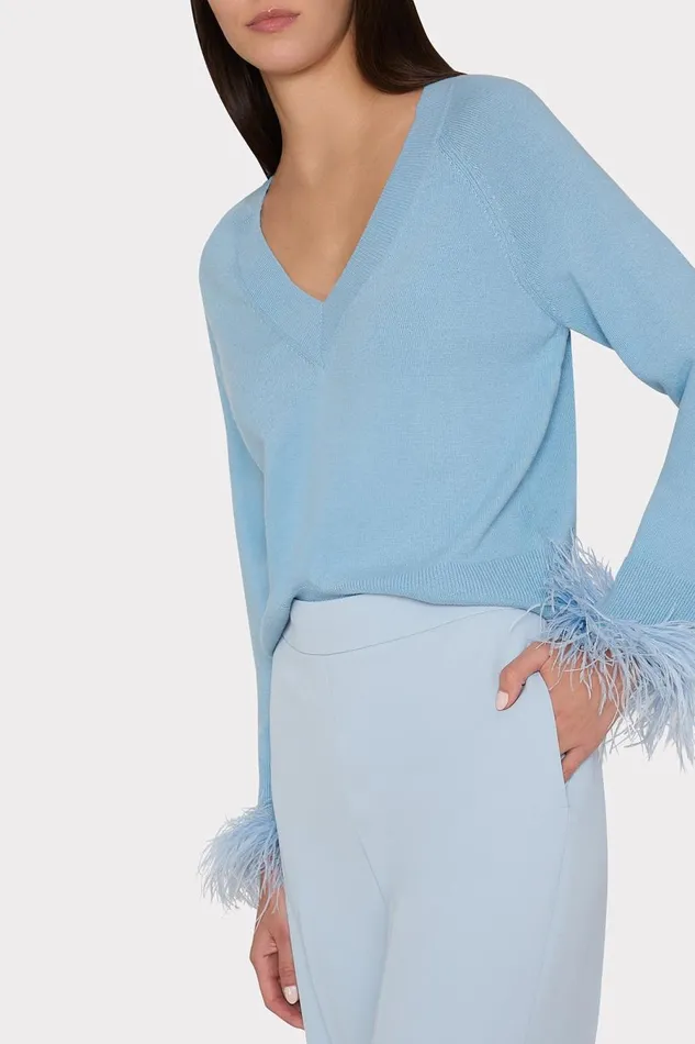 Women Pants Milly Natia Crepe Pants Ice Blue