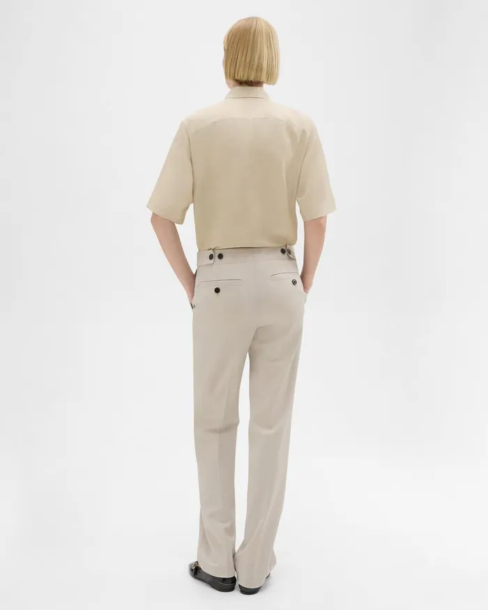 Women Pants Theory Adjustable Wool Gabardine Pant Aged Flax