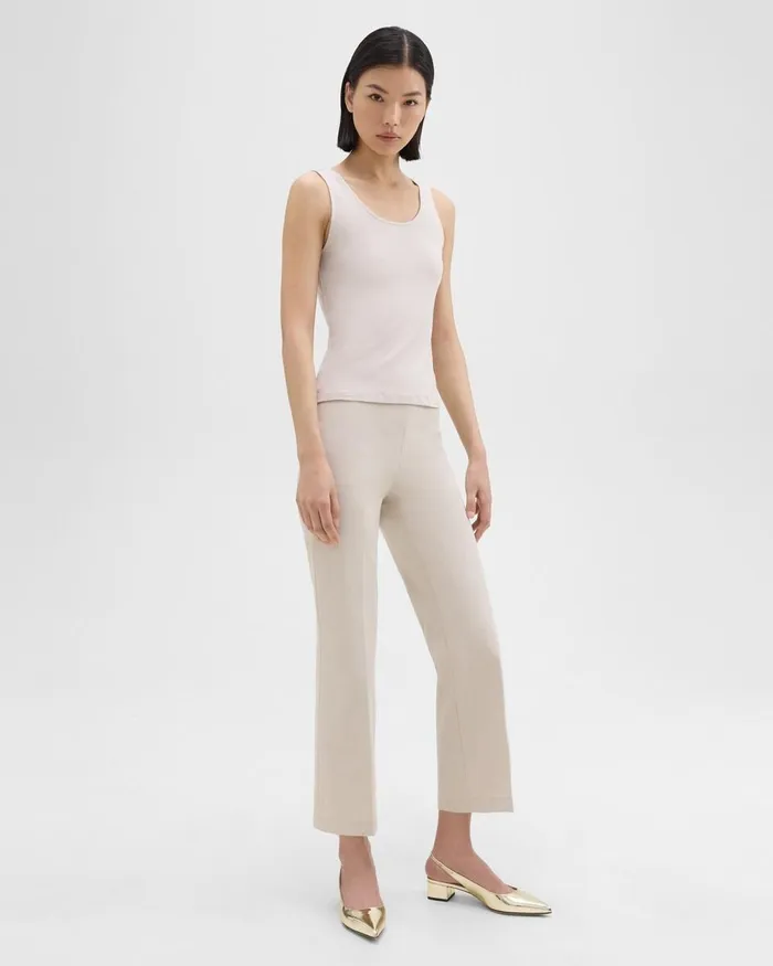 Women Pants Theory Cropped Kick Pant In Stretch CottonBlend New Sand