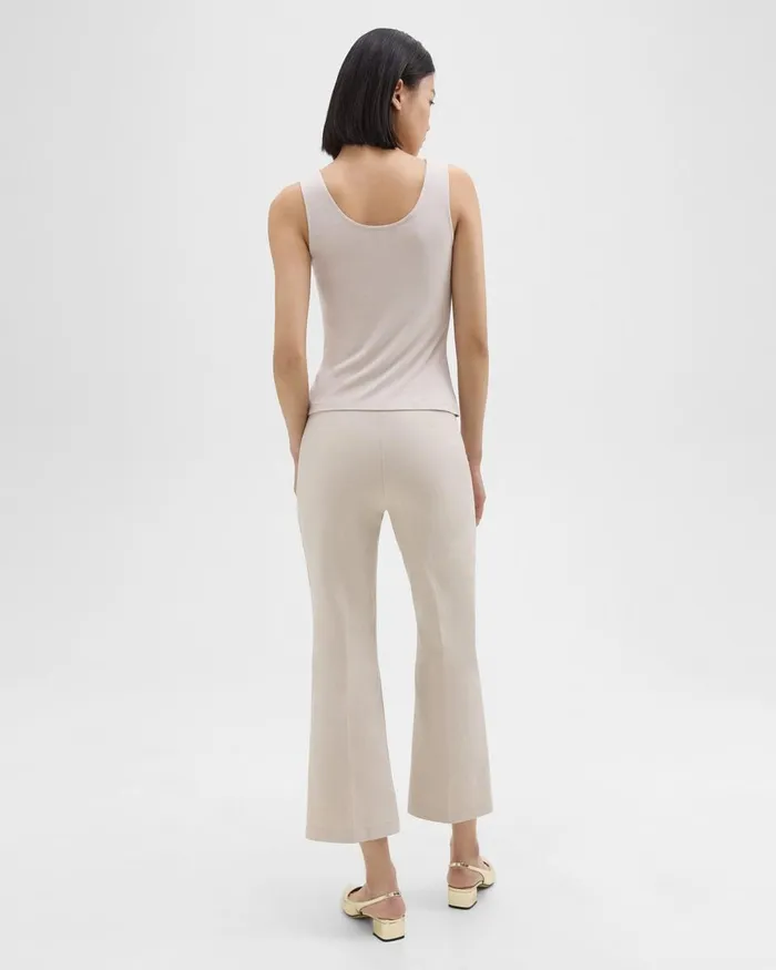 Women Pants Theory Cropped Kick Pant In Stretch CottonBlend New Sand