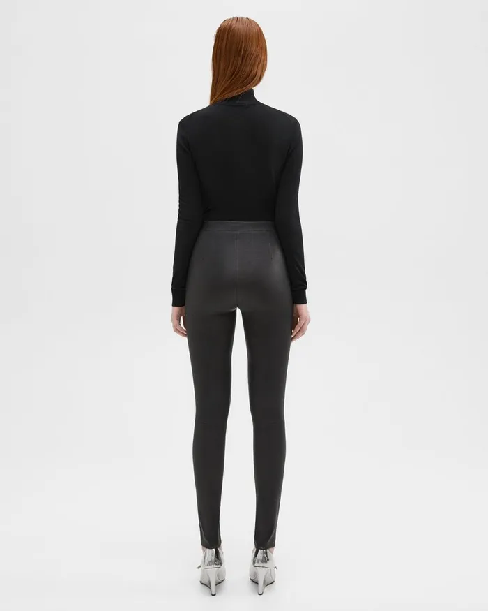 Women Pants Theory HighWaist Legging In Leather Black