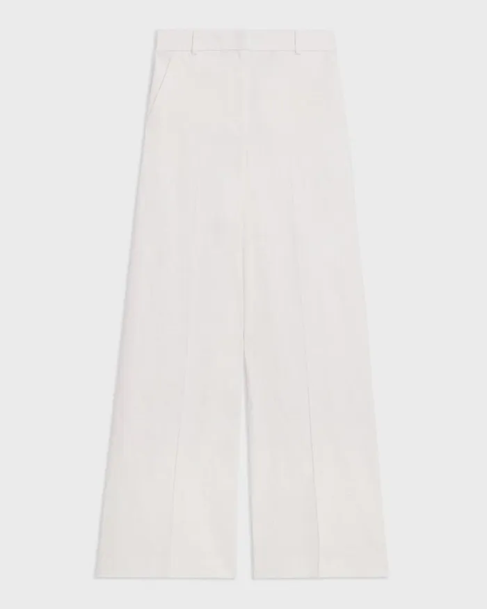 Women Pants Theory HighWaist WideLeg Pant In Good Linen White