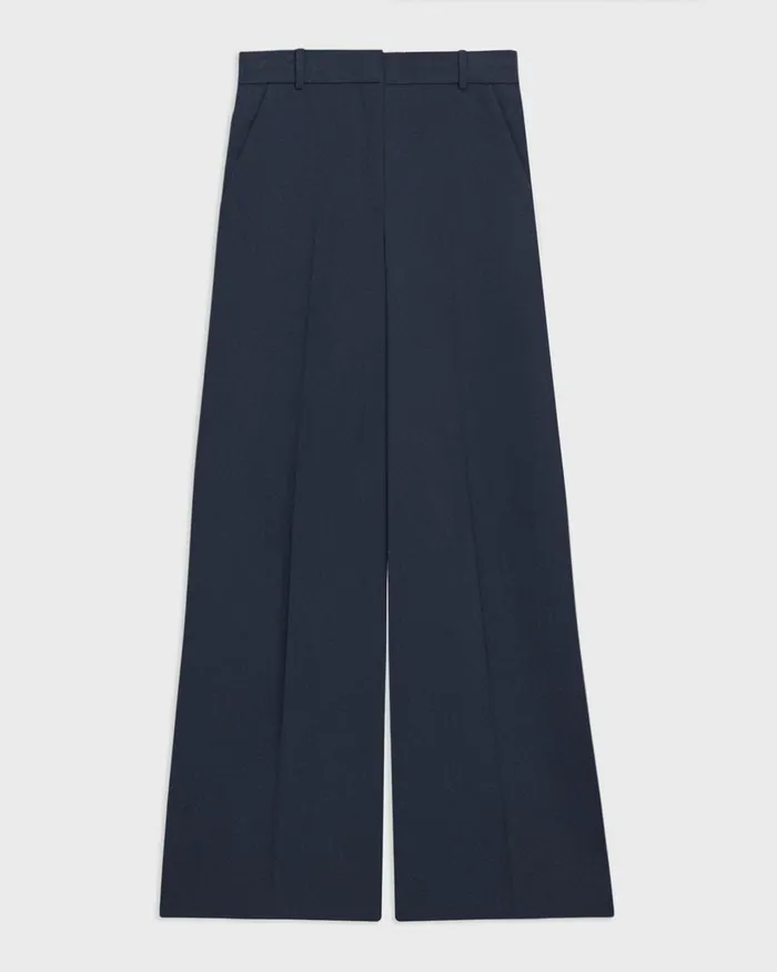 Women Pants Theory HighWaist WideLeg Pant In Good Wool Nocturne Navy