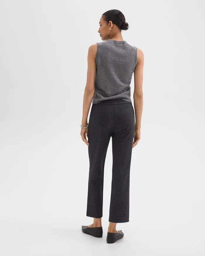 Women Pants Theory Kick Pant In Herringbone Knit Charcoal Melange