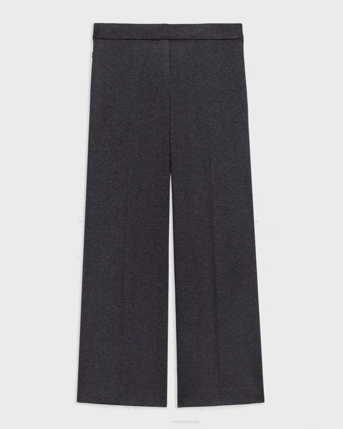 Women Pants Theory Kick Pant In Herringbone Knit Charcoal Melange