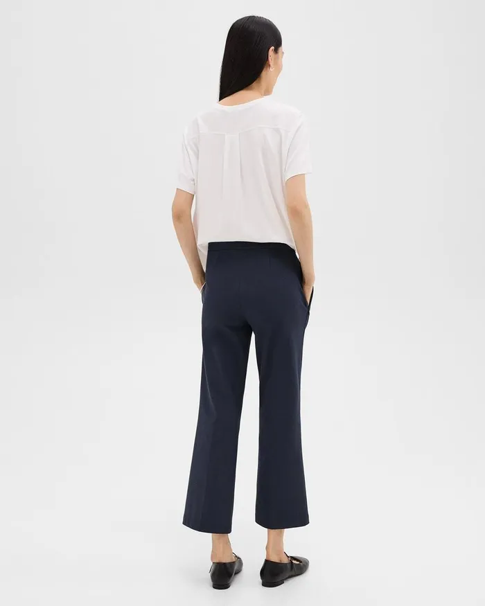 Women Pants Theory Kick Pant In Stretch Cotton Nocturne Navy