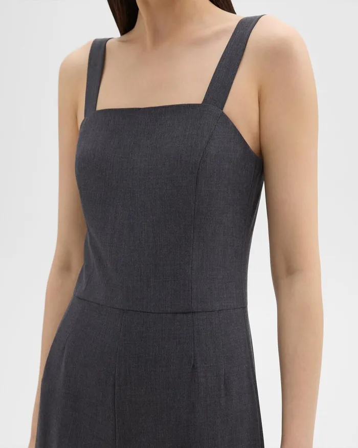 Women Pants Theory Sleeveless Jumpsuit In Good Wool Charcoal Melange