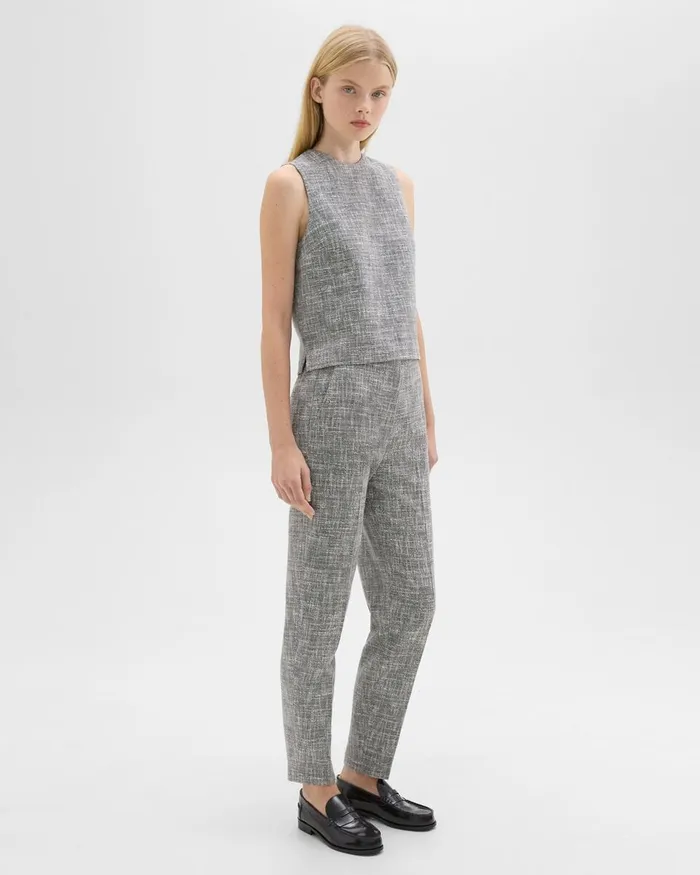 Women Pants Theory Tapered Slim Pant In Canvas Tweed Black Multi