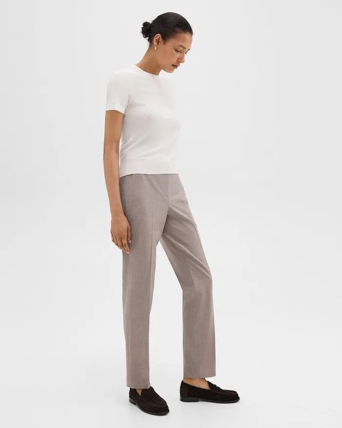 Women Pants Theory Treeca Full Length Pant In Good Wool Cinder Melange