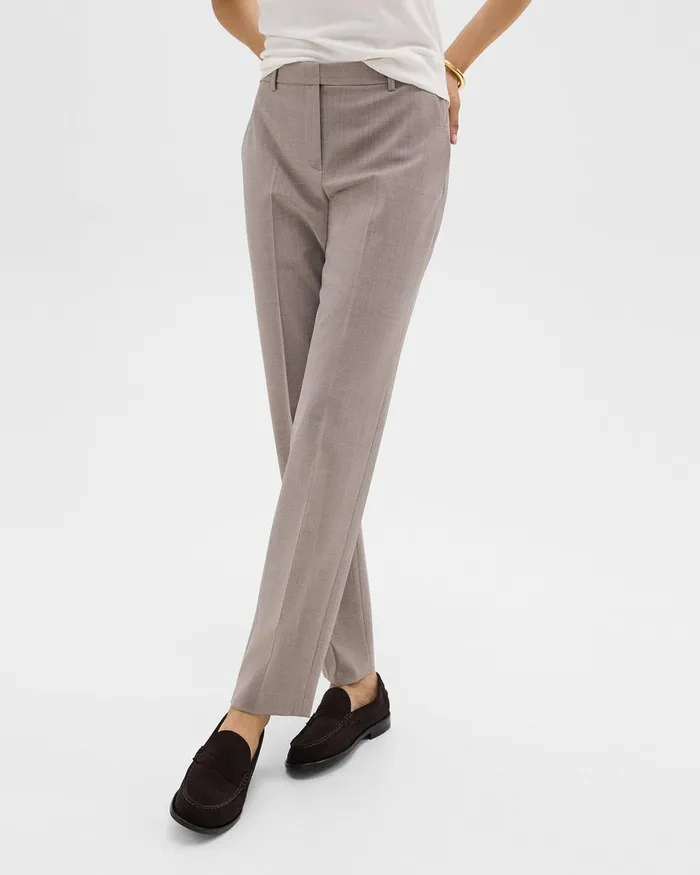 Women Pants Theory Treeca Full Length Pant In Good Wool Cinder Melange