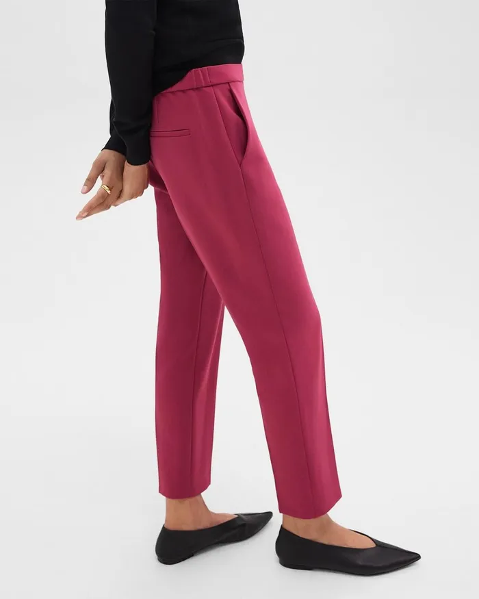 Women Pants Theory Treeca PullOn Pant In Admiral Crepe Deep Rose