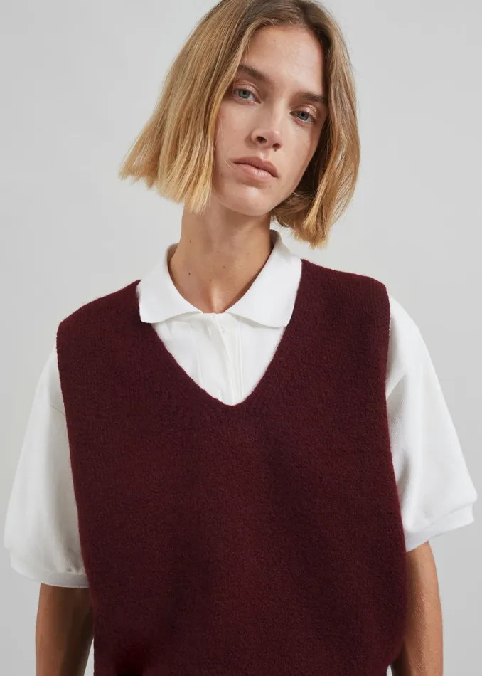 Women Pavia Knit Vest 8211 Burgundy The Frankie Shop Knitwear