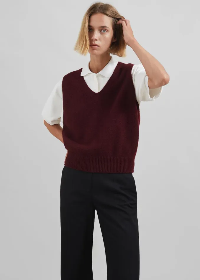 Women Pavia Knit Vest 8211 Burgundy The Frankie Shop Knitwear