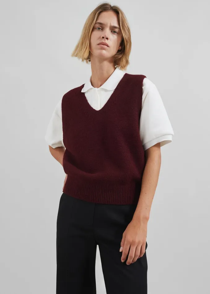 Women Pavia Knit Vest 8211 Burgundy The Frankie Shop Knitwear