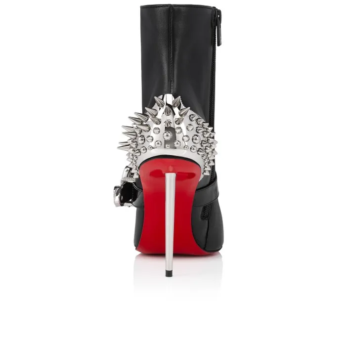 Women Pic Booty 100 Mm Low Boots 8211 Patent Leather Spikes Galva Heel 8211 Black Christian Louboutin Boots