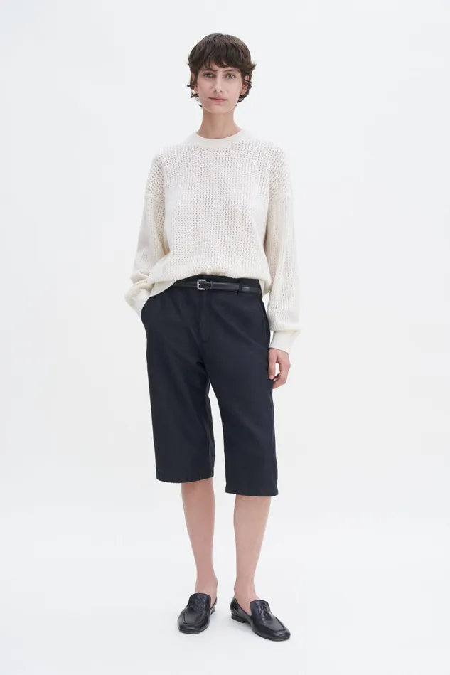 Women Pointelle Knit Sweater Cream White Filippa K Knitwear