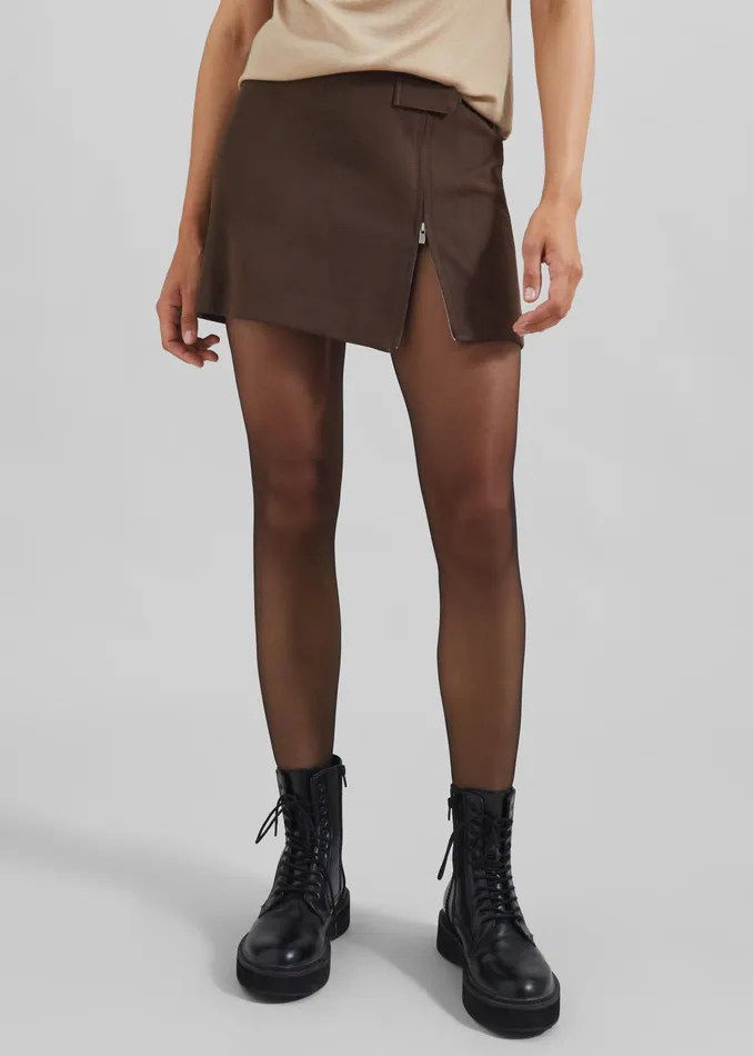 Women Polly Faux Suede Mini Skirt 8211 Brown The Frankie Shop Bottoms