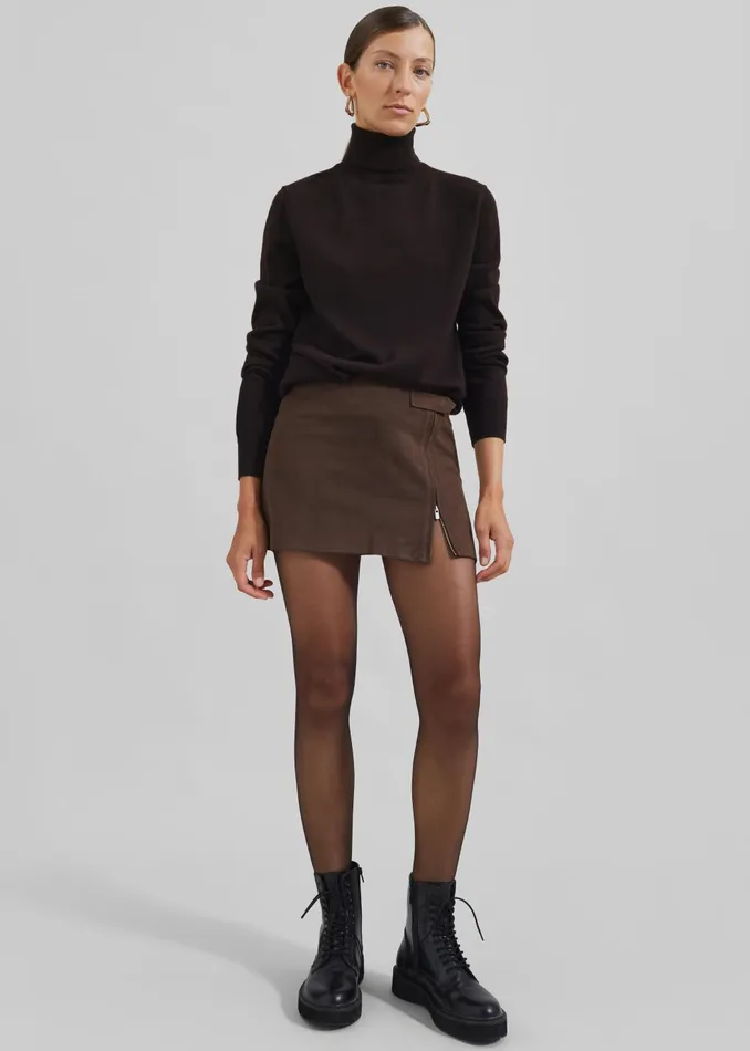 Women Polly Faux Suede Mini Skirt 8211 Brown The Frankie Shop Bottoms