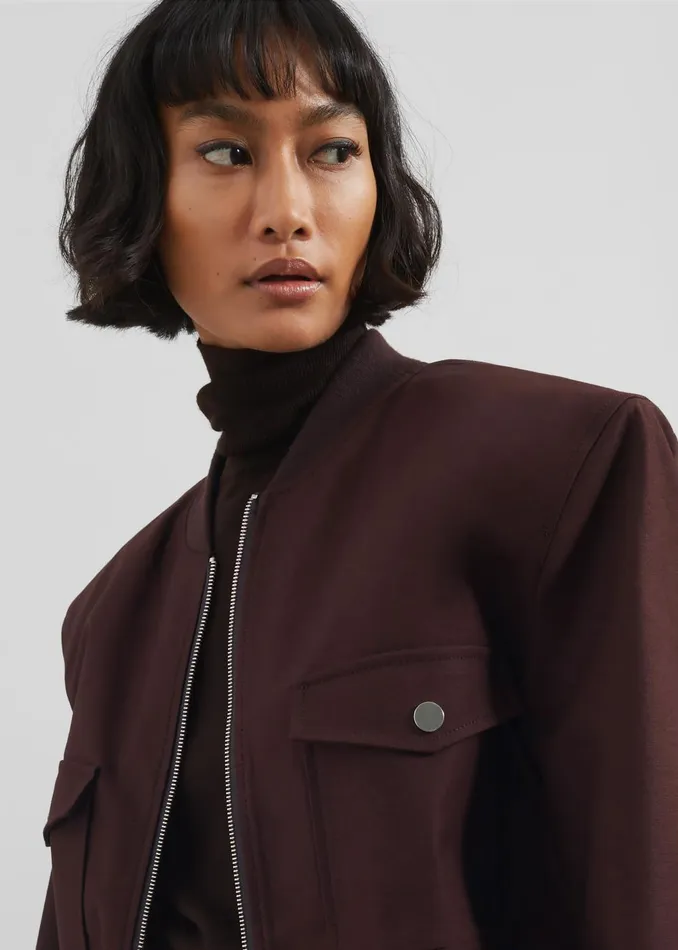 Women Pomona Crop Bomber Jacket 8211 Burgundy The Frankie Shop Outerwear