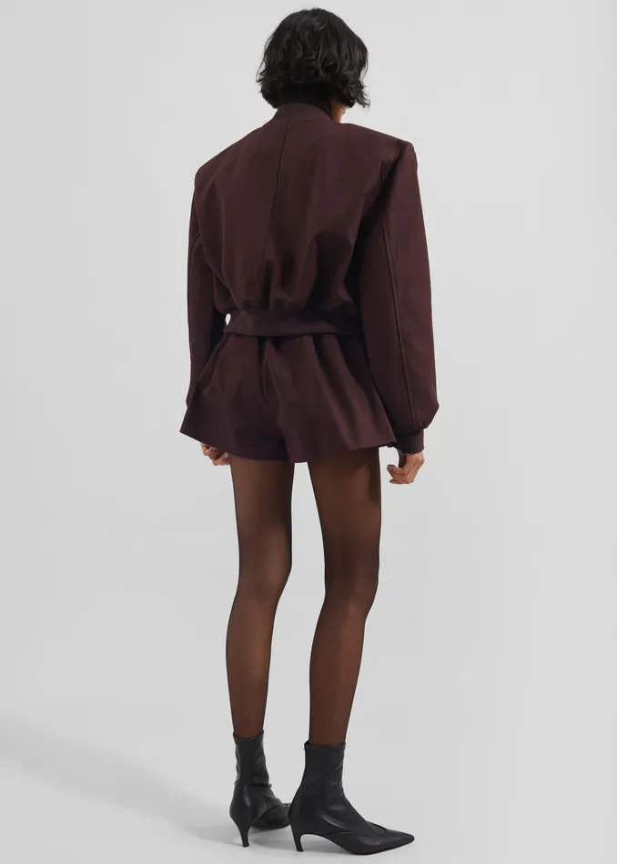 Women Pomona Crop Bomber Jacket 8211 Burgundy The Frankie Shop Outerwear