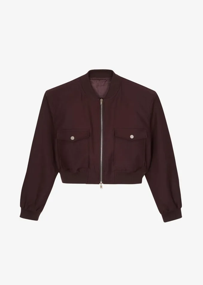 Women Pomona Crop Bomber Jacket 8211 Burgundy The Frankie Shop Outerwear