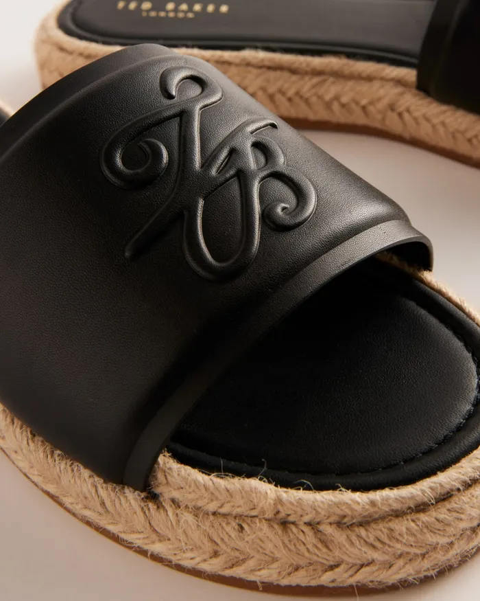 Women PORTIYA 8211 Leather Espadrille Flatform Slider Sandals Black Ted Baker Sandals and Sliders Women PORTIYA 8211 Leather Espadrille Flatform Slider Sandals Black Ted Baker Sandals and Sliders