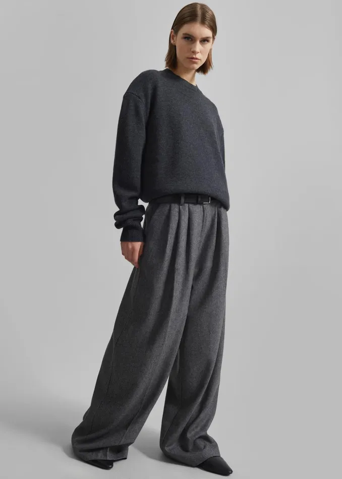 Women Rafaela Padded Knit Sweater 8211 Dark Grey Melange The Frankie Shop Knitwear