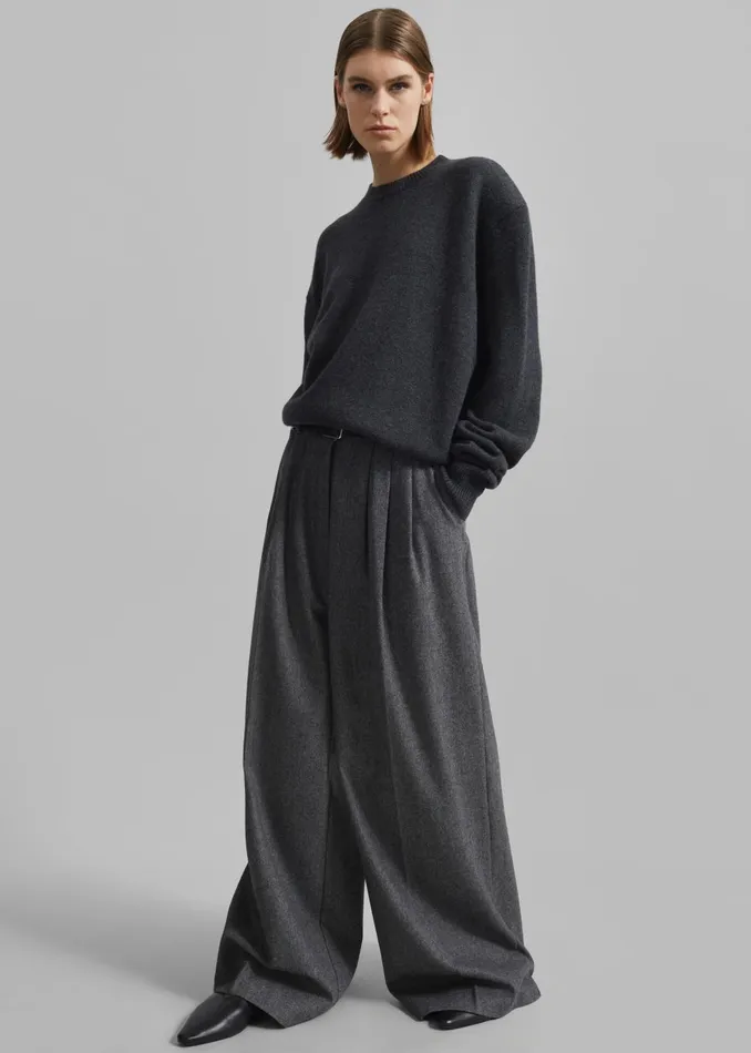 Women Rafaela Padded Knit Sweater 8211 Dark Grey Melange The Frankie Shop Knitwear