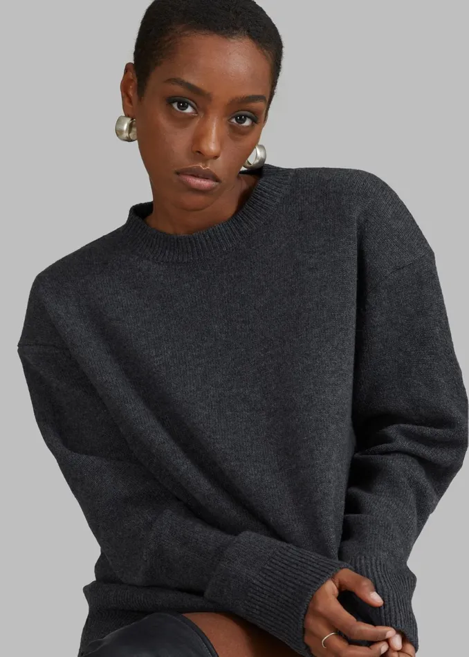 Women Rafaela Padded Knit Sweater 8211 Dark Grey Melange The Frankie Shop Knitwear