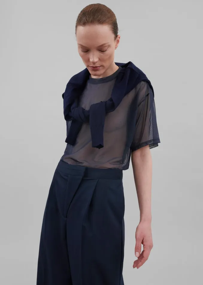 Women Ramy Mesh Tee 8211 Navy The Frankie Shop Tops