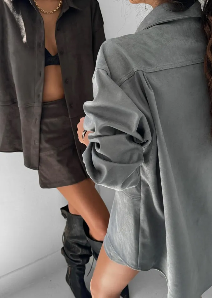 Women Regina Faux Suede Shirt 8211 Brown The Frankie Shop Tops
