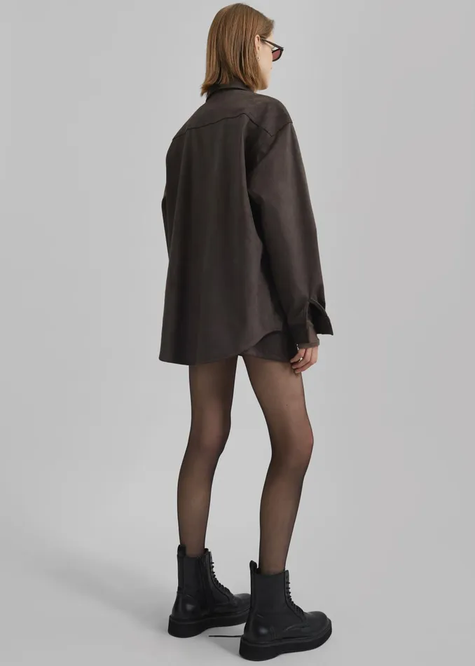 Women Regina Faux Suede Shirt 8211 Brown The Frankie Shop Tops
