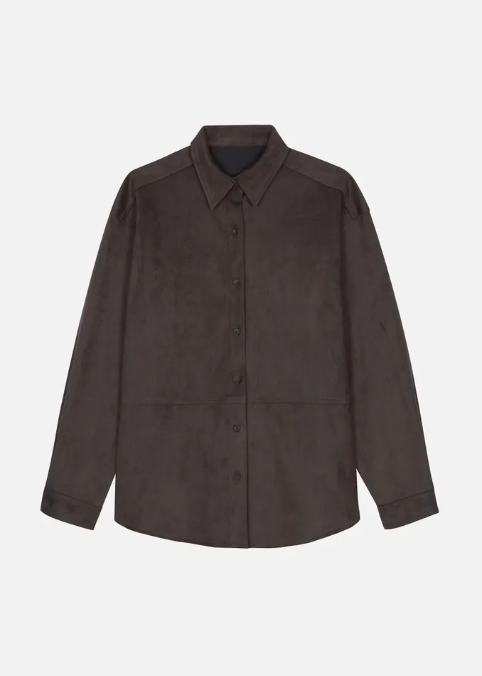 Women Regina Faux Suede Shirt 8211 Brown The Frankie Shop Tops