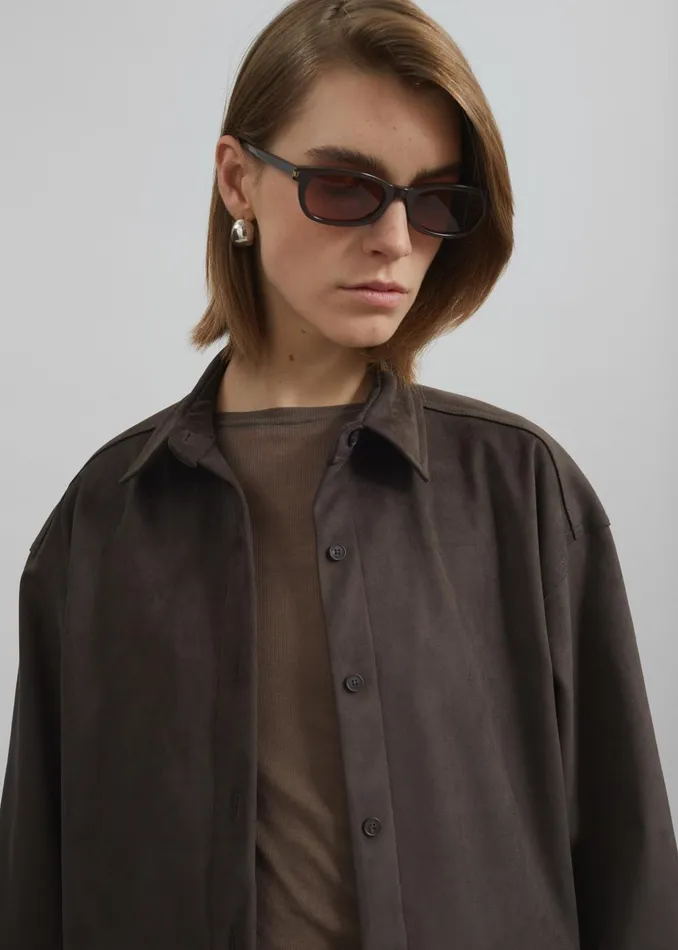 Women Regina Faux Suede Shirt 8211 Brown The Frankie Shop Tops