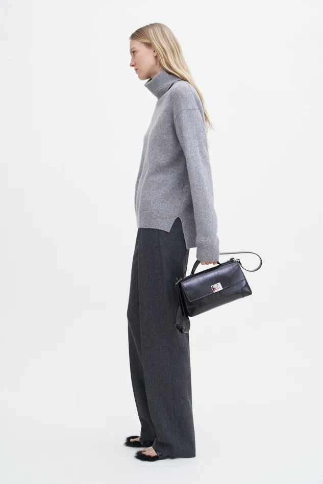 Women Relaxed Turtleneck Sweater Grey Melange Filippa K Knitwear