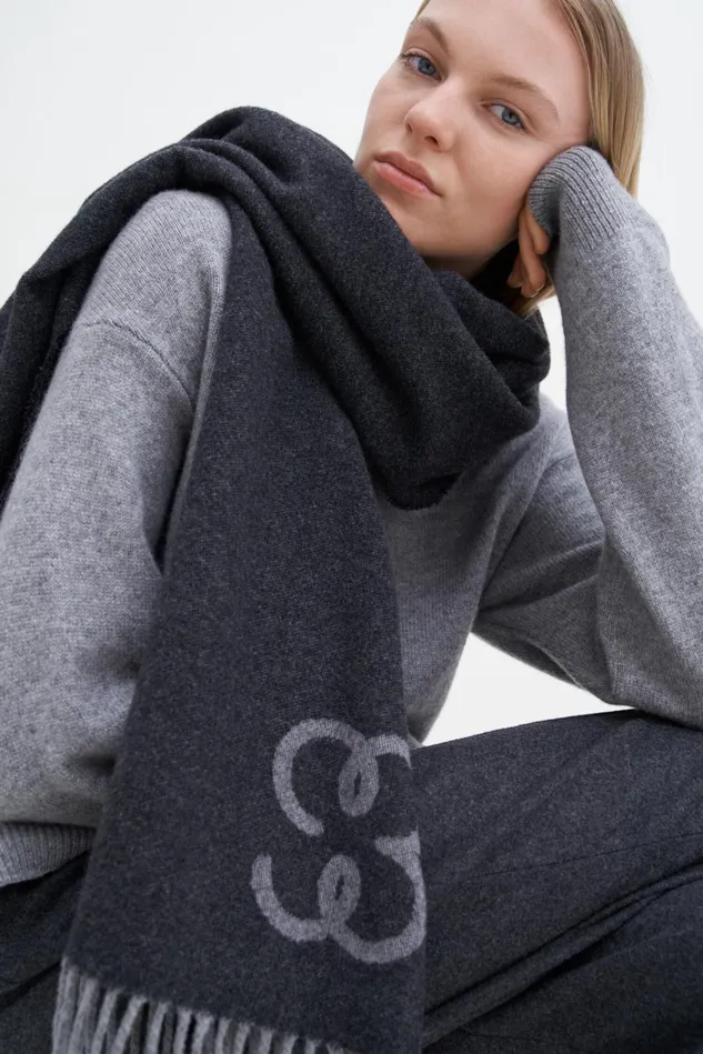 Women Relaxed Turtleneck Sweater Grey Melange Filippa K Knitwear