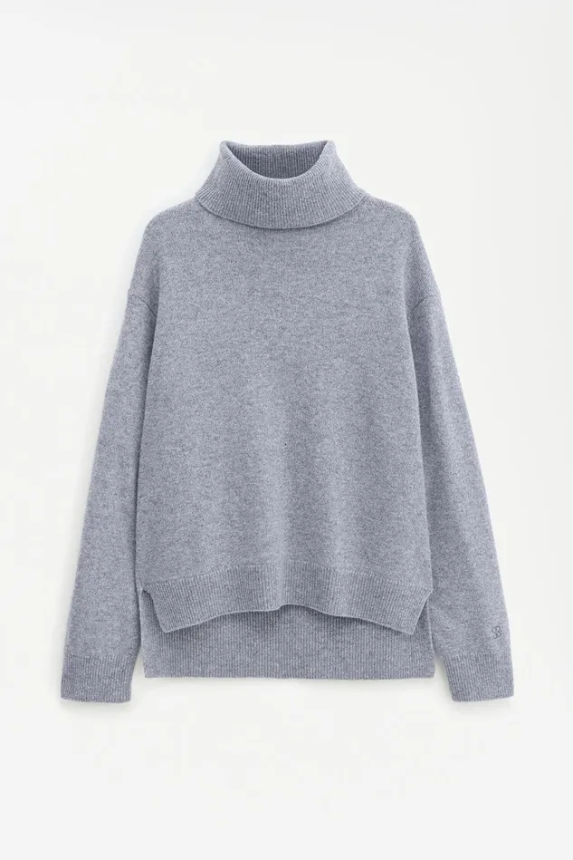 Women Relaxed Turtleneck Sweater Grey Melange Filippa K Knitwear