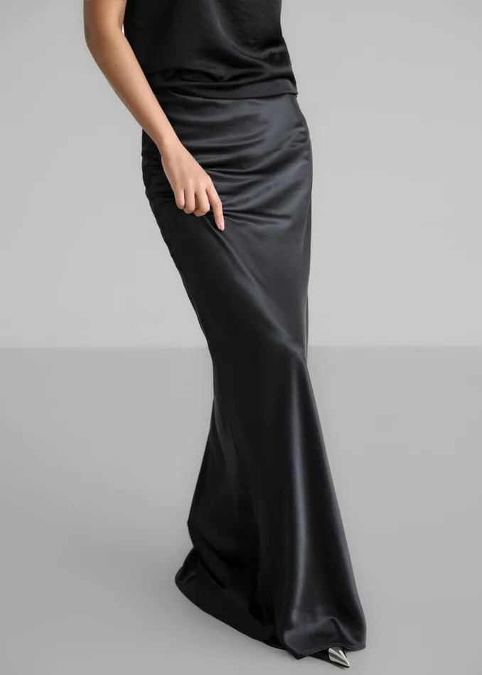 Women Renesmee Satin Skirt 8211 Black The Frankie Shop Bottoms