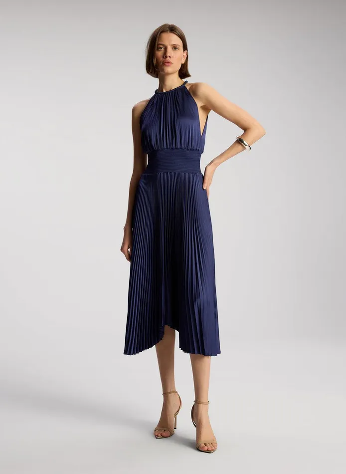 Women Renzo II Satin Pleated Dress Riviera ALC Dresses