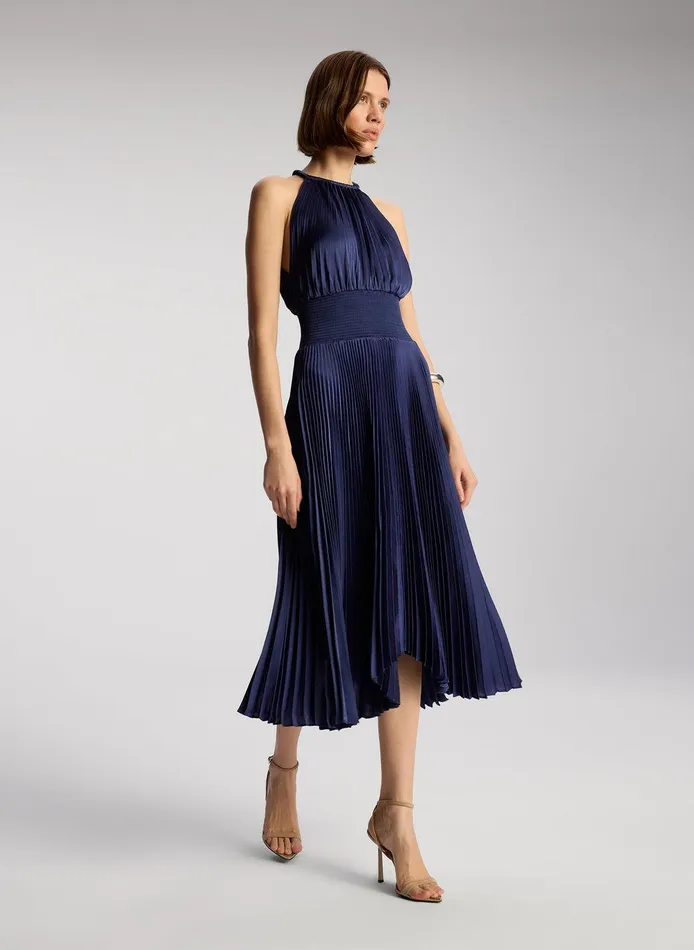 Women Renzo II Satin Pleated Dress Riviera ALC Dresses