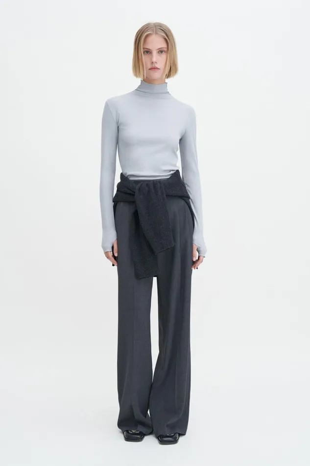 Women Rib Mock Neck Top Thunderstorm Filippa K Tops