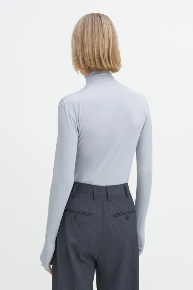 Women Rib Mock Neck Top Thunderstorm Filippa K Tops